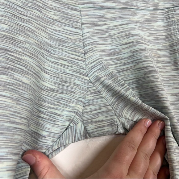 ONZIE Yoga Leggings Crop Capri Space Dye Micro Stripes Blue Teal M/L - Picture 5 of 7